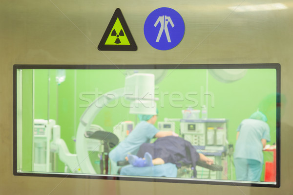 Promieniowanie pracy ubrania znaki chirurgii szpitala Zdjęcia stock © vilevi