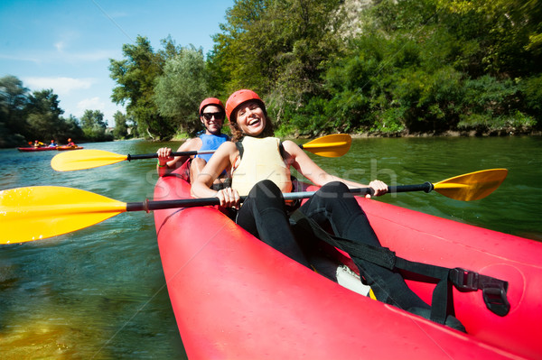 Canoa rafting equipe dois feminino masculino Foto stock © vilevi