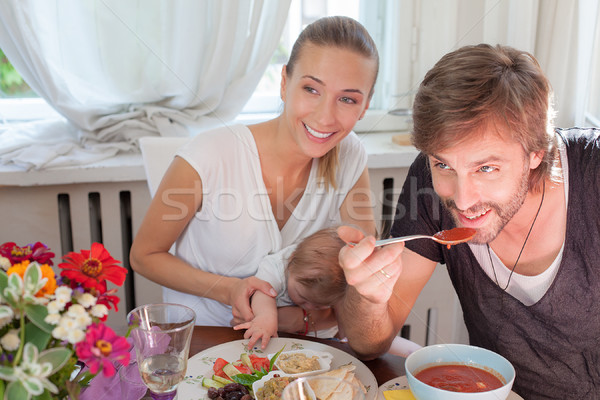 Family dining restaurant Stock photo © vilevi