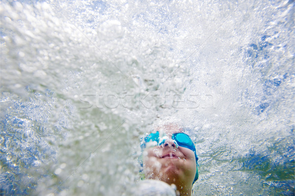 Underwater Splashing Kid Copy space Stock photo © vilevi