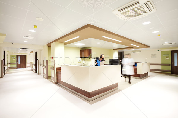 Kórház recepció folyosó modern recepciós elmosódott Stock fotó © vilevi