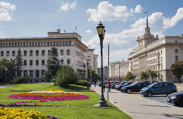 Sofia Bulgarien Innenstadt Luftbild Bank Parlament Stock foto © vilevi