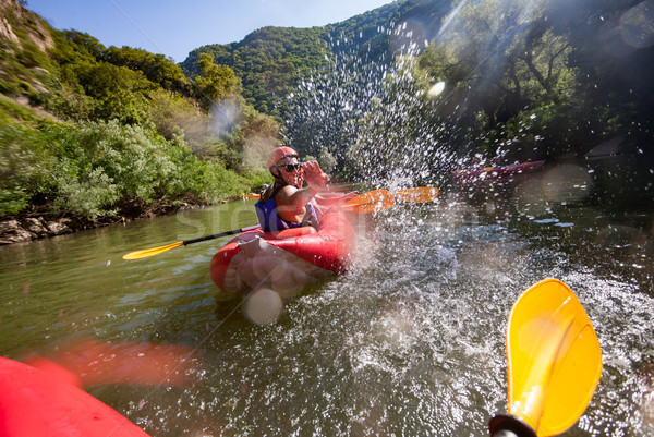 Canoe Water Joy Splashes Fun Stock photo © vilevi