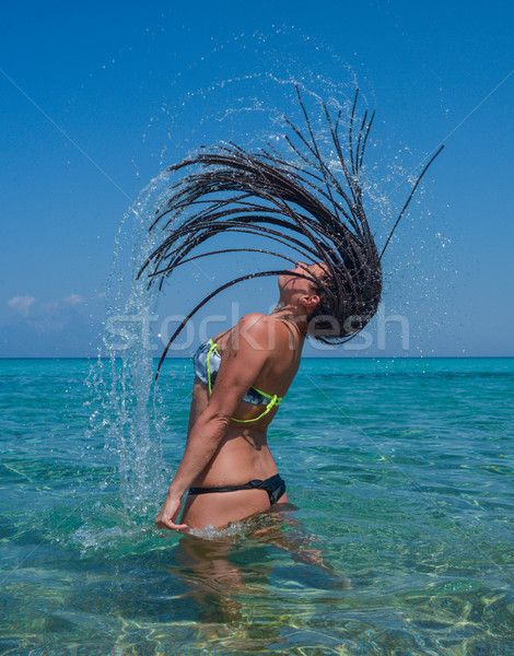 Splashing Girl Water Sea Hair Ocean Stock photo © vilevi