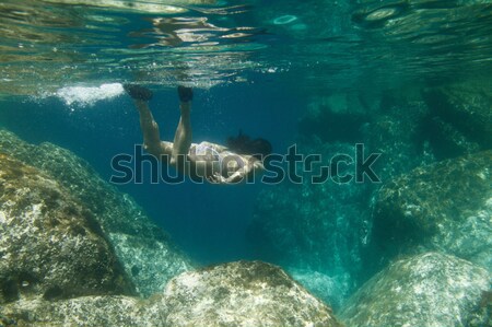 Female Underwater Sea Ocean Diving Stock photo © vilevi