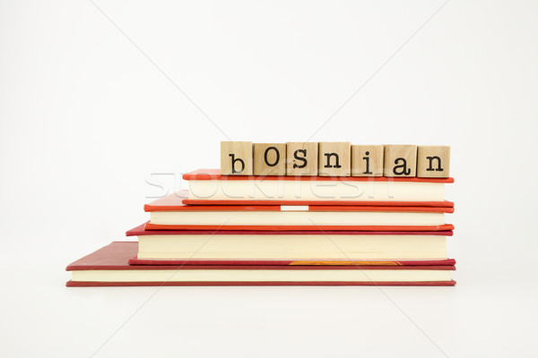 bosnian language word on wood stamps and books Stock photo © vinnstock