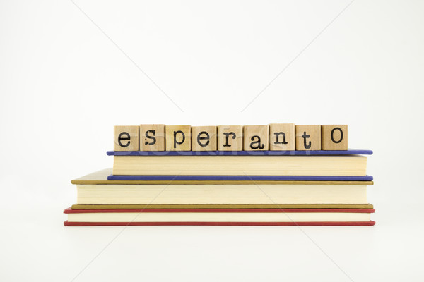 esperanto language word on wood stamps and books Stock photo © vinnstock