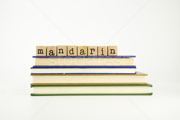 mandarin language word on wood stamps and books Stock photo © vinnstock