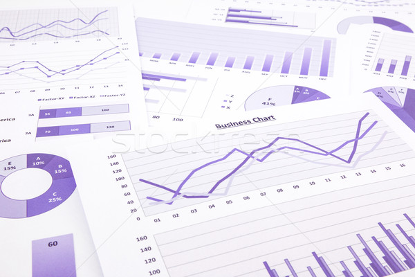 purple business charts, graphs, data and report summarizing back Stock photo © vinnstock