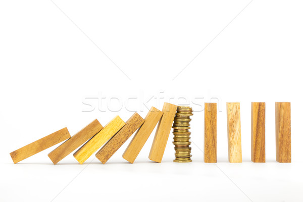 Stockfoto: Succes · strategie · geld · domino · business · hout