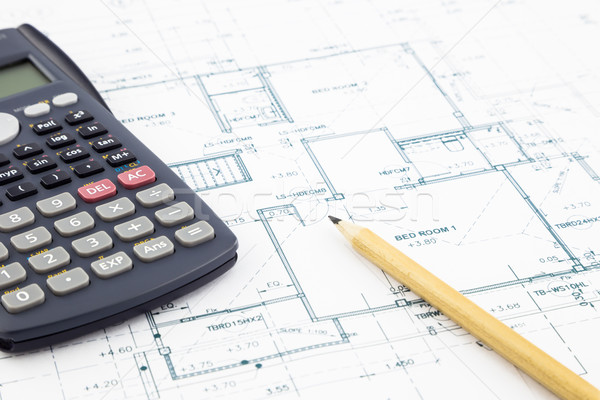 Alaprajz számológép építészet üzlet fogalmak ötletek Stock fotó © vinnstock
