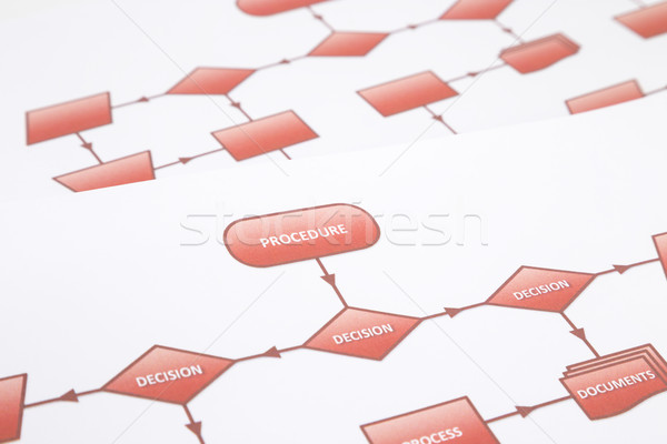 решение процедура технологическая схема Стрелки слов красный Сток-фото © vinnstock