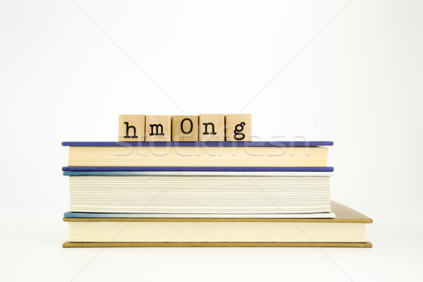 hmong language word on wood stamps and books Stock photo © vinnstock