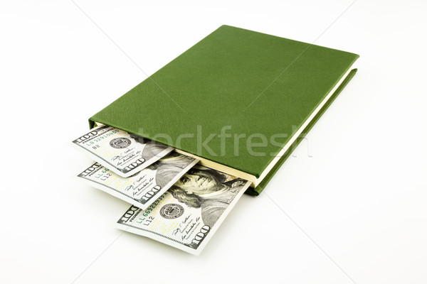 Dollar geld bankbiljetten boek onderwijs honorarium Stockfoto © vinnstock