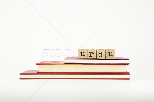 urdu language word on wood stamps and books Stock photo © vinnstock