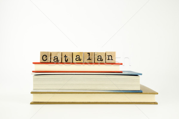 catalan language word on wood stamps and books Stock photo © vinnstock