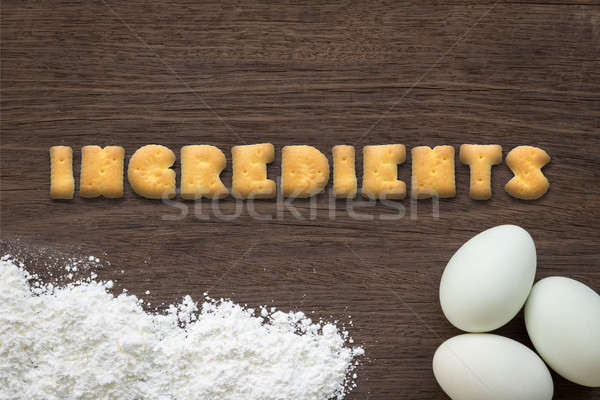 [[stock_photo]]: Alphabet · cookies · mot · ingrédients · cuisson · table