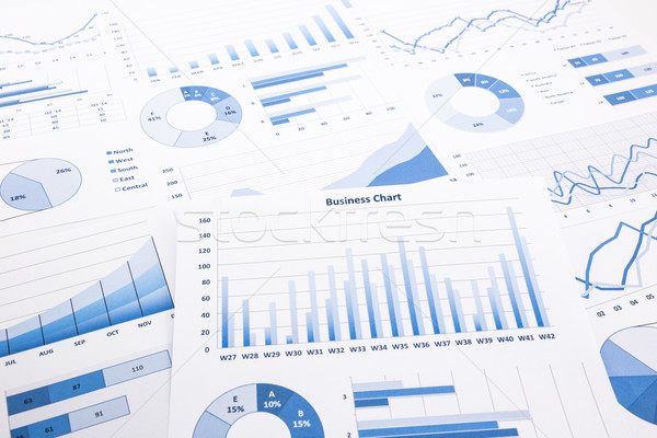 blue business charts, graphs, reports and paperwork Stock photo © vinnstock