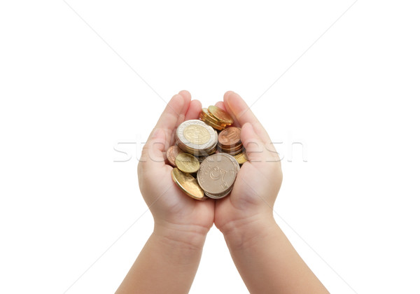 isolated of child's hands holding coins  Stock photo © vinnstock