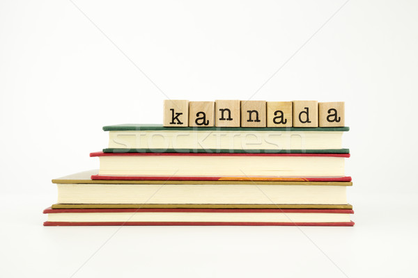 kannada language word on wood stamps and books Stock photo © vinnstock