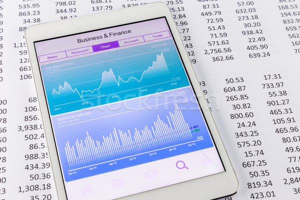 Stock market data and financial chart or graph on tablet Stock photo © vinnstock