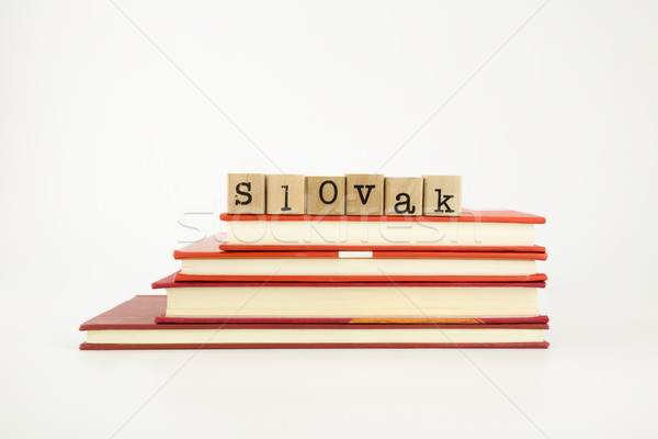 言語 言葉 木材 スタンプ 図書 スタック ストックフォト © vinnstock