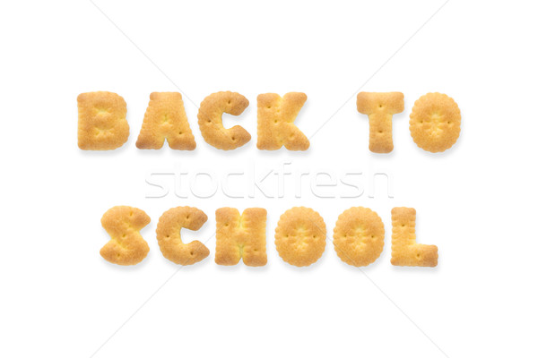 Foto stock: Carta · palabra · volver · a · la · escuela · alfabeto · cookie · collage