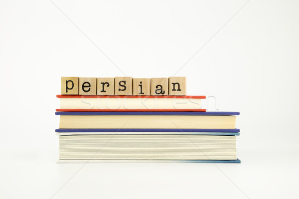 persian language word on wood stamps and books Stock photo © vinnstock