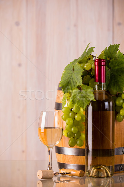 ガラス ワイン ブドウ 葉 ワインボトル バレル ストックフォト © viperfzk