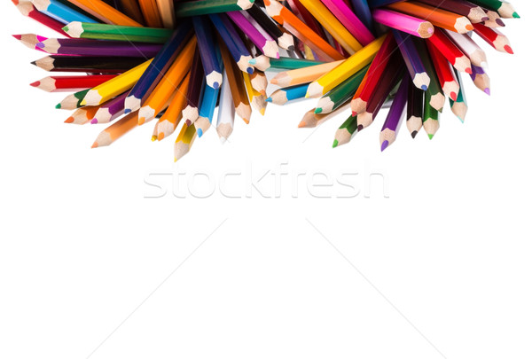 Set of color pencils in two office bins Stock photo © viperfzk