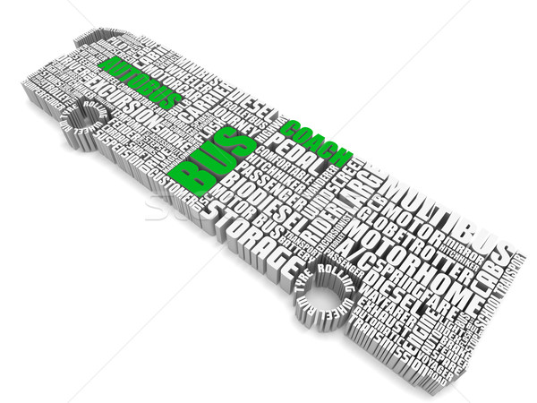 3d group of green white words shaping a passenger bus Stock photo © vipervxw