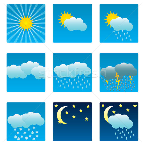 Stock photo: Weather icons and illustrations set 