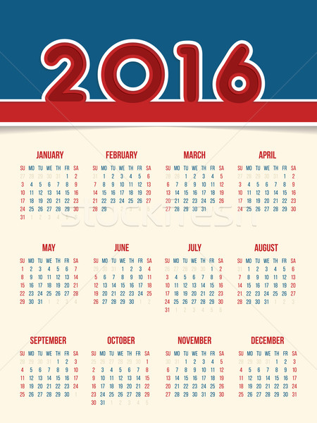 Flat style 2016 calendar design Stock photo © vipervxw