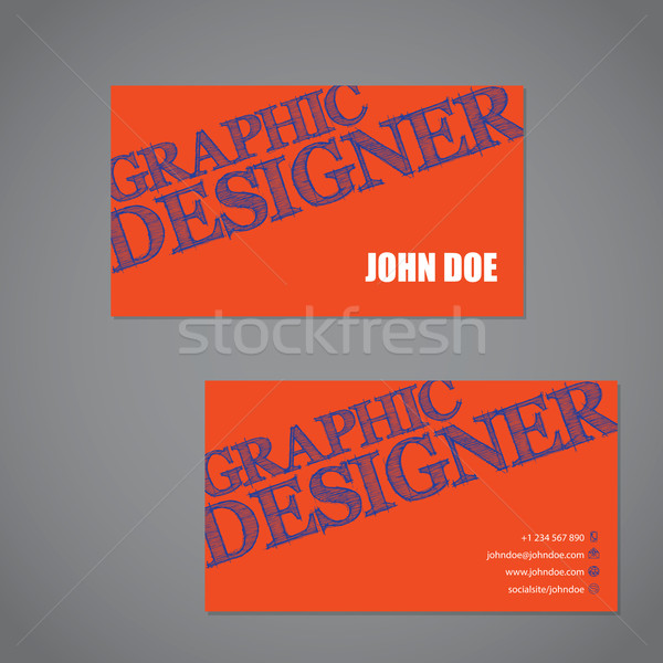 Scribbled text business card in orange blue and white color comb Stock photo © vipervxw