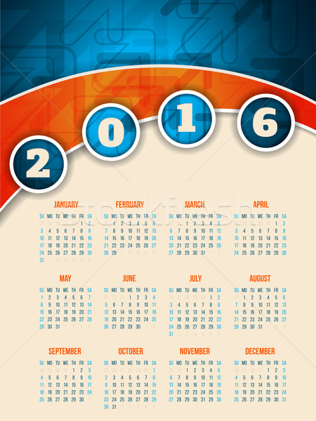 Colorful 2016 calendar template with arrow background Stock photo © vipervxw