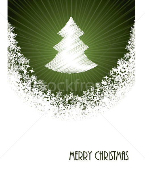 White christmas greeting with bursting christmastree from green  Stock photo © vipervxw