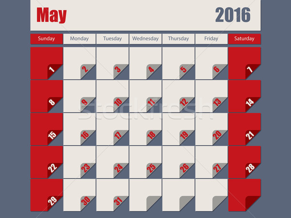 Gray Red colored 2016 may calendar Stock photo © vipervxw