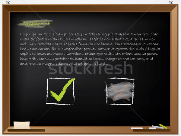 Tick and wiped cross on blackboard  Stock photo © vipervxw