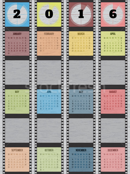 Foto stock: Film · strip · 2016 · calendário · projeto · ano · escritório