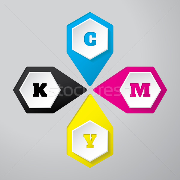 Cmyk wallpaper with 3d hexagon buttons Stock photo © vipervxw