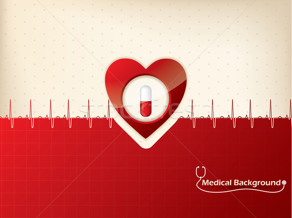 медицинской дизайна сердце кардиограмма символ красный Сток-фото © vipervxw