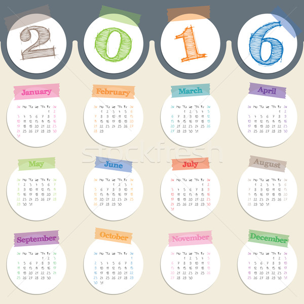 Fancy calendar with color tapes for 2016 Stock photo © vipervxw