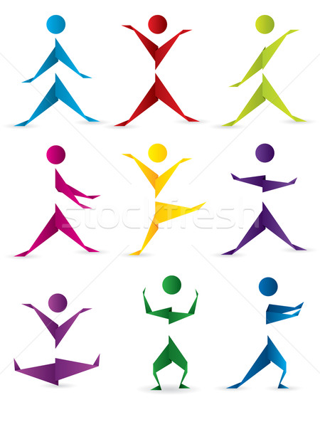 Origami persone movimento abstract diverso colori Foto d'archivio © vipervxw