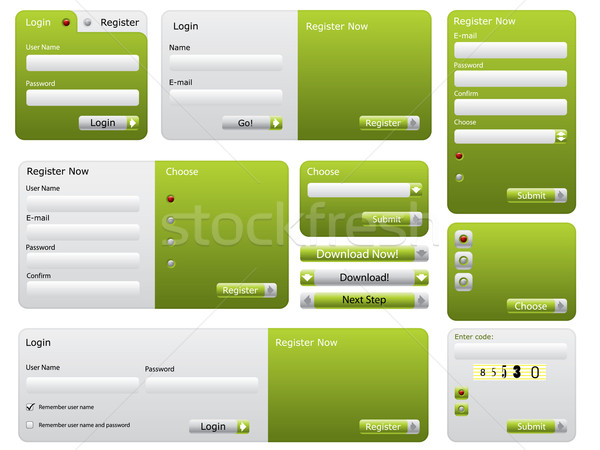 Various green website form set  Stock photo © vipervxw