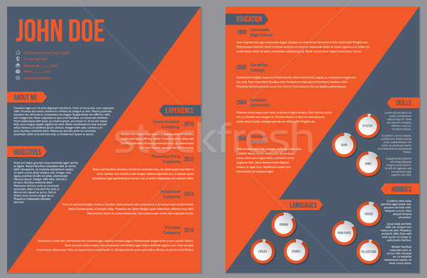 Two sided resume cv template with large orange stripe Stock photo © vipervxw