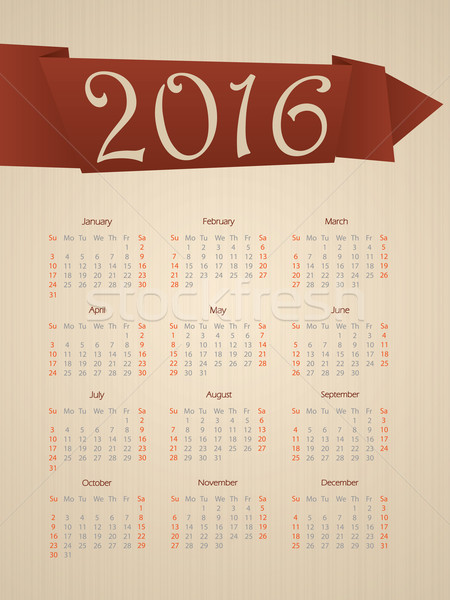 Fancy calendar with ribbon for year 2016 Stock photo © vipervxw