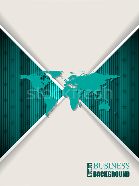 Abstract turquoise brochure with stripes stars and world map Stock photo © vipervxw