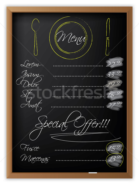 Menü iskolatábla írott rajzolt edények terv Stock fotó © vipervxw