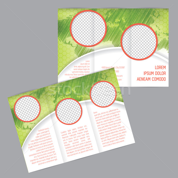 Tri-fold brochure design with world map Stock photo © vipervxw