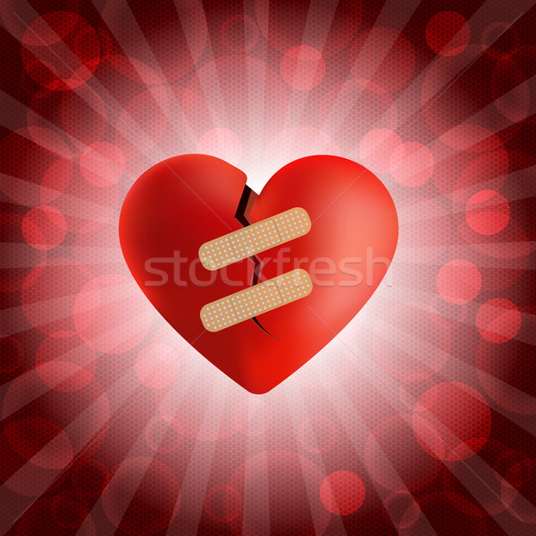 Broken heart with plaster and bubble background Stock photo © vipervxw
